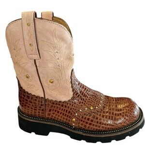 Ariat Fatbaby Western Boots Sz 8.5B Womens Brown and Pink Suede upper 2479